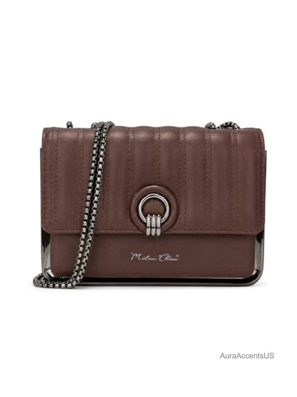 Quilted PU Leather Crossbody Bag with Adjustable Chain Strap